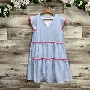 Andree by Unit boutique striped V neck babydoll summer casual dress SMALL preppy